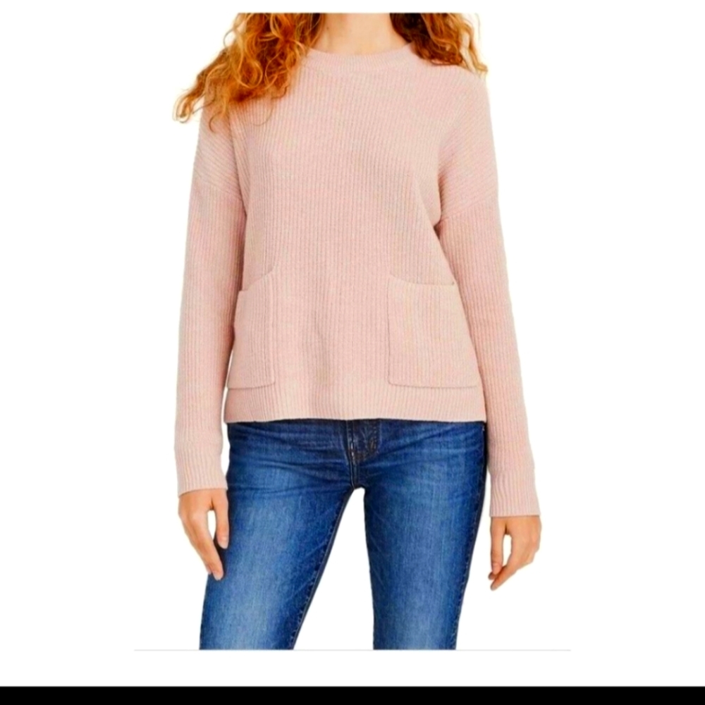 Madewell Oversized Rose/Neutral Colored Knit 2 Pocket Sweater Size S-M